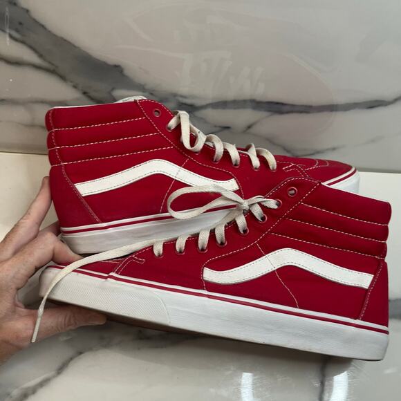 VANS Men's Classic Red Skateboard High Top Canvas Sneakers M Sz 11 Old Skool - Picture 8 of 9